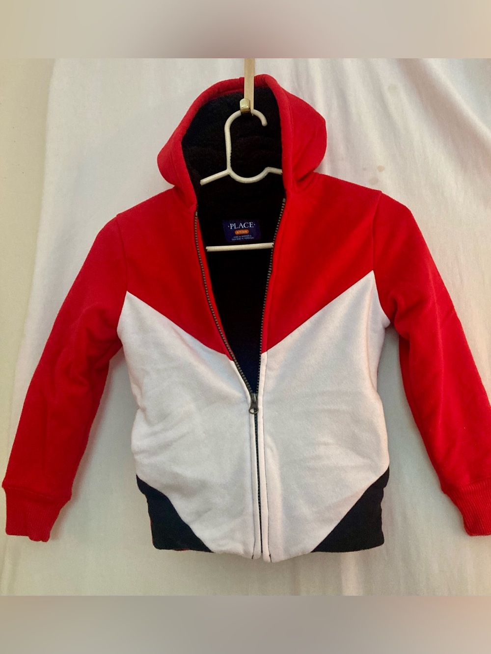 The Children's Place Red White & Navy Colorblock Zip Hoodie Size 5/6
